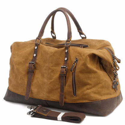 MUCHUAN 2303 Waxed Canvas Leather Backpacks for Men Wholesale Roll Top Hiking Camping Rucksack Knapsack Bags