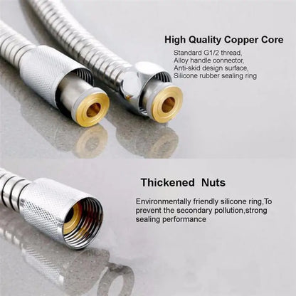 High Quality Grey 1.5m/ 2m /3m G1/2 Inch Flexible Shower Hose Stainless Steel Chrome Bathroom Water Head Shower Extension Pipe