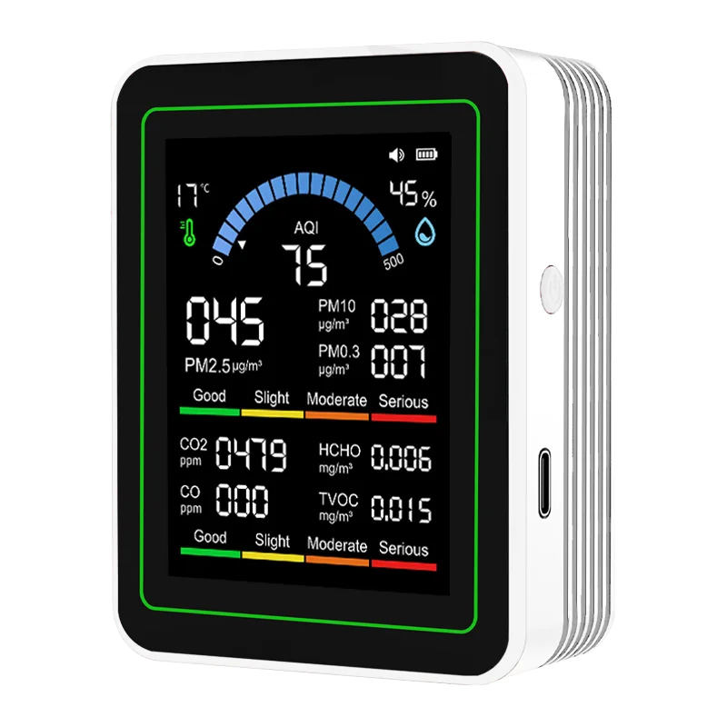 10 in 1 Year's Worth Computer Import Air Quality Monitor Measures PM2.5 PM10 CO2 AQI TVOC