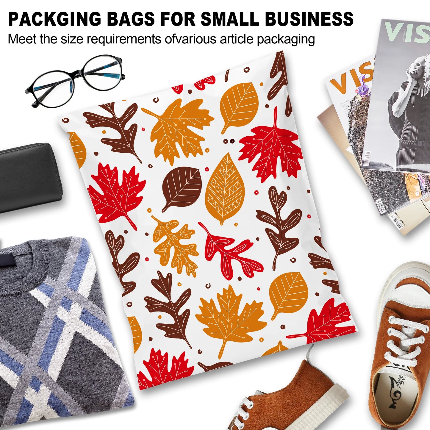 2-Day 5-Day Shipping! 100 Pack 10x13 Inch Maple Leaf Poly Mailers 2 Mil Self-Adhesive Waterproof Bags Eco-Friendly 100%