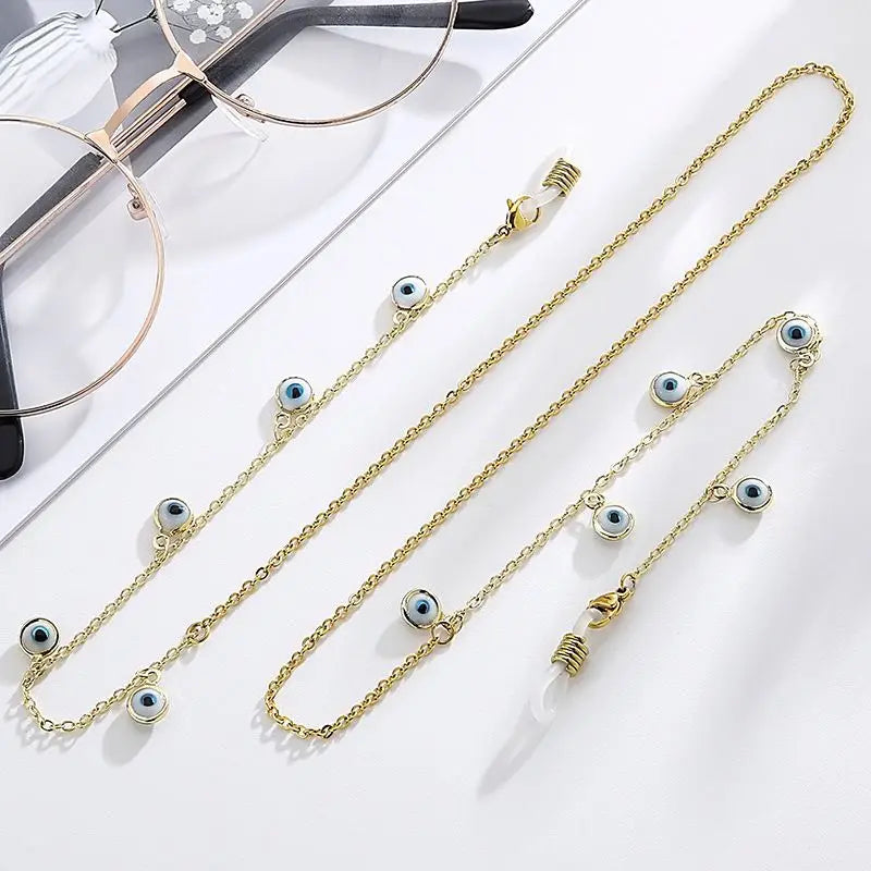 Trendy 18K Gold Plated Enamel Eye Beads Chain Necklace Accessories for Diy