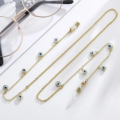 Trendy 18K Gold Plated Enamel Eye Beads Chain Necklace Accessories for Diy