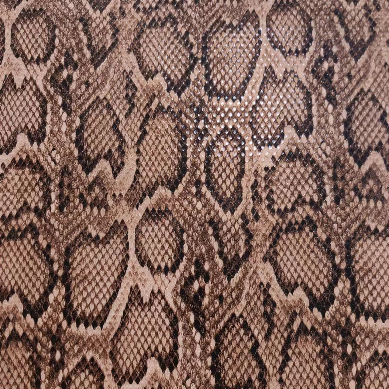A-4109 PU Artificial Snake Skin Print Glossy Fabric Eco-Friendly Synthetic Leather for Bags Sofa Customization for Furniture