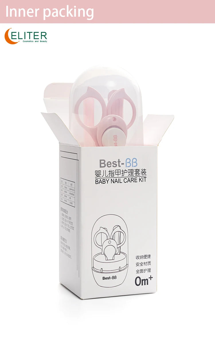 Eliter Hot Sell in Stock 4 in 1 Pink Blue With Plastic Tube Baby Set Babi Care Tool 4In1 Manicure Kids Cute Manicure Set