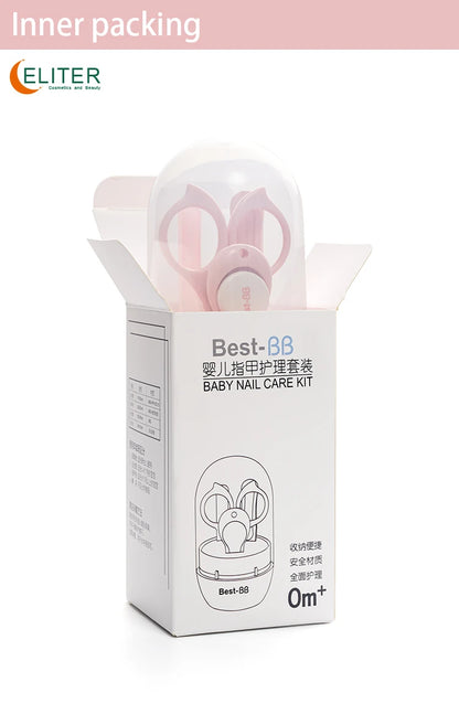 Eliter Hot Sell in Stock 4 in 1 Pink Blue With Plastic Tube Baby Set Babi Care Tool 4In1 Manicure Kids Cute Manicure Set