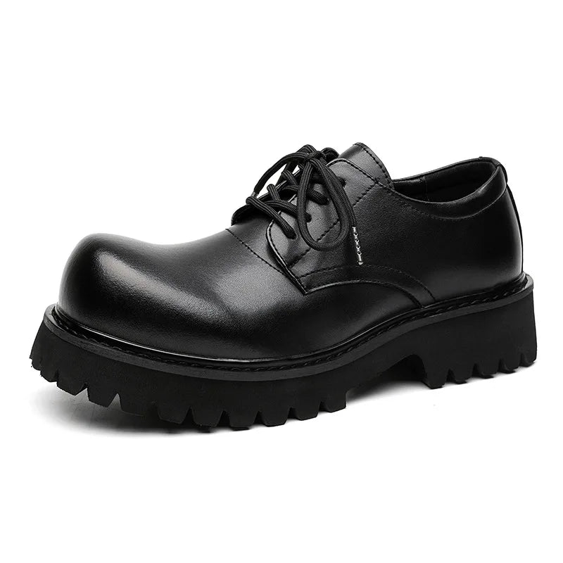 Gentlemen Round Toe Lace-ups Thick Sole Classy Design Microfiber Leather Shoes Men Oxfords Dress Shoes