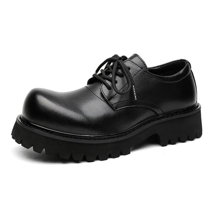 Gentlemen Round Toe Lace-ups Thick Sole Classy Design Microfiber Leather Shoes Men Oxfords Dress Shoes