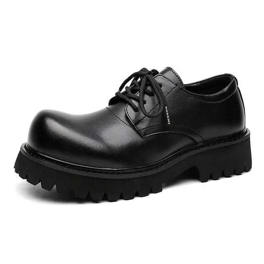Gentlemen Round Toe Lace-ups Thick Sole Classy Design Microfiber Leather Shoes Men Oxfords Dress Shoes
