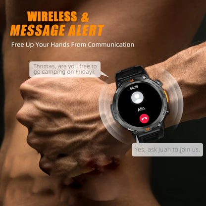 Wireless Calling EIGIIS Smart Watch for Men - LED Lighting Outdoor Sports Watch - Weather Remote Photo Music Control Smartwatch