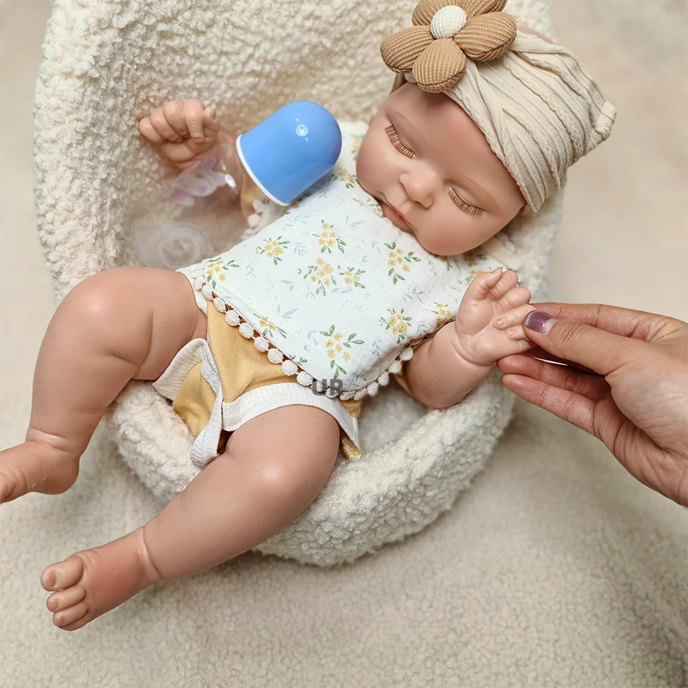 18' Lifelike Silicone Reborn Dolls Full Body Realistic Newborn Baby Doll with Closed Eyes Soft Platinum Silicone Baby Boy