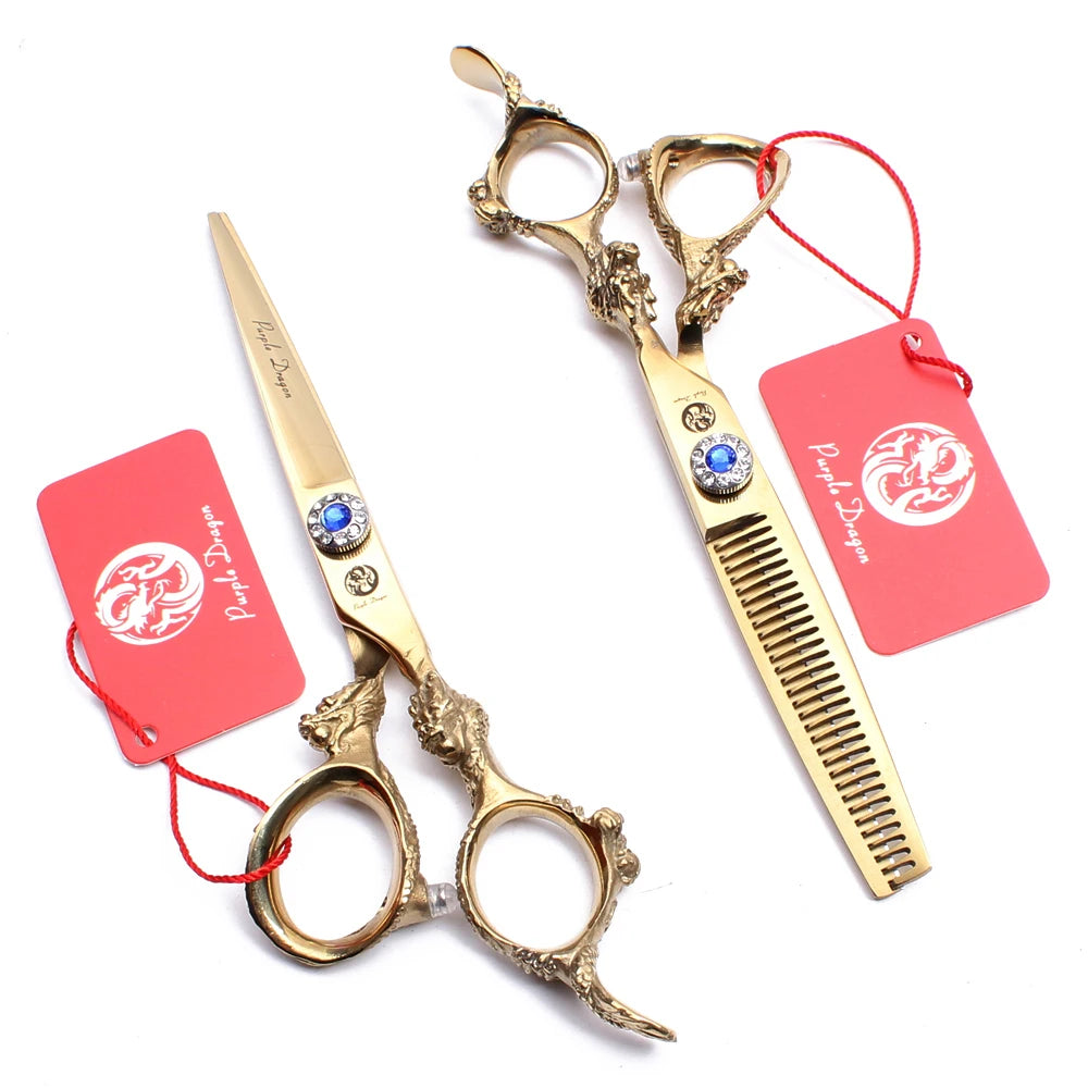 Hair Scissors 5.5" 6.0" 440C Purple Dragon Hairdressing Scissors Cutting Shears Hair Thinning Shears Professional Scissors Z9004