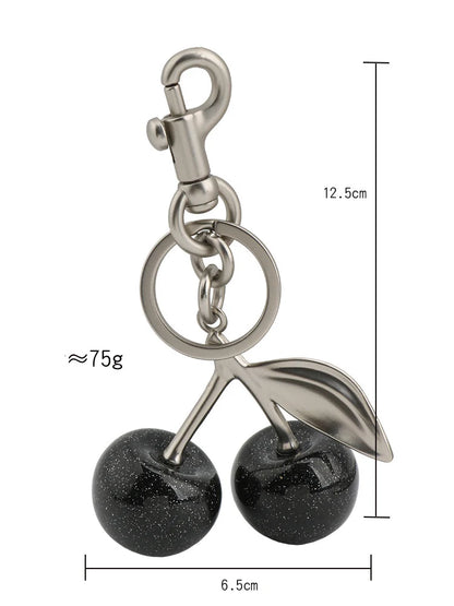 Cherry Bag Charm Fashion Accessories Golden Key Chain Glitter Resin Purse Charm for Bags