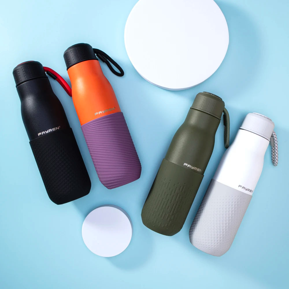 Portable Sports Water Bottle with Screw-on Lid Leak-proof Vacuum Stainless Steel Insulated Water Bottle for Cycling