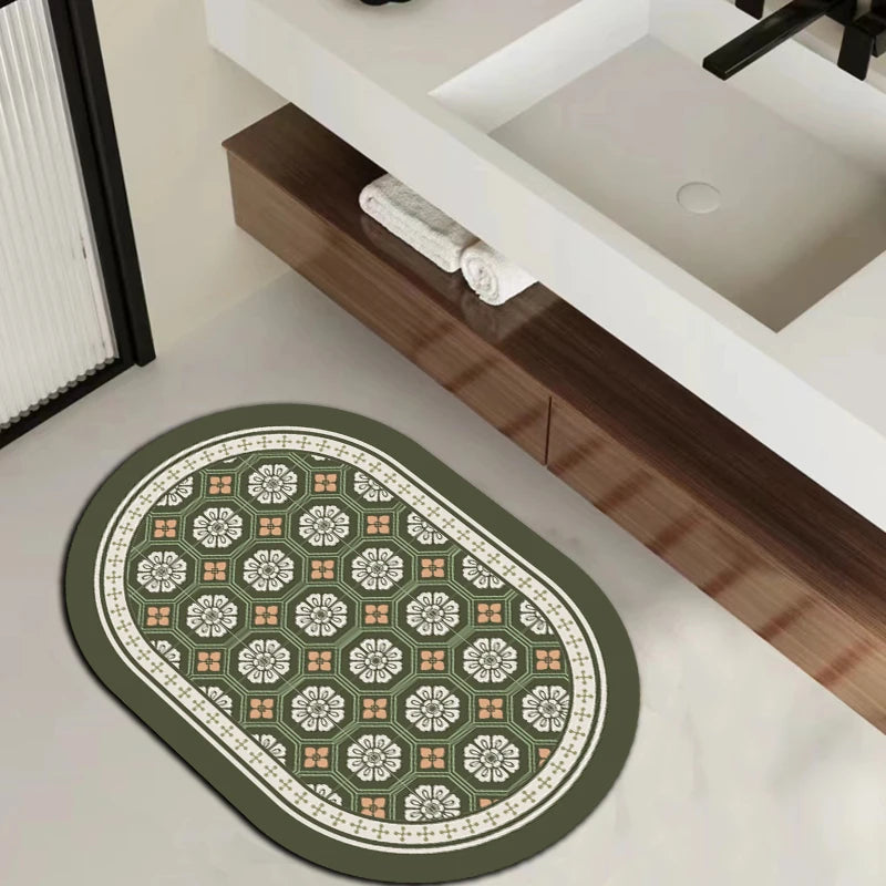 Custom Fast Water Drying Cushioned PET Friendly Bath Mat Super Absorbent Non-Slip Rubber Plaid Pattern Home Hotel Bathroom Use