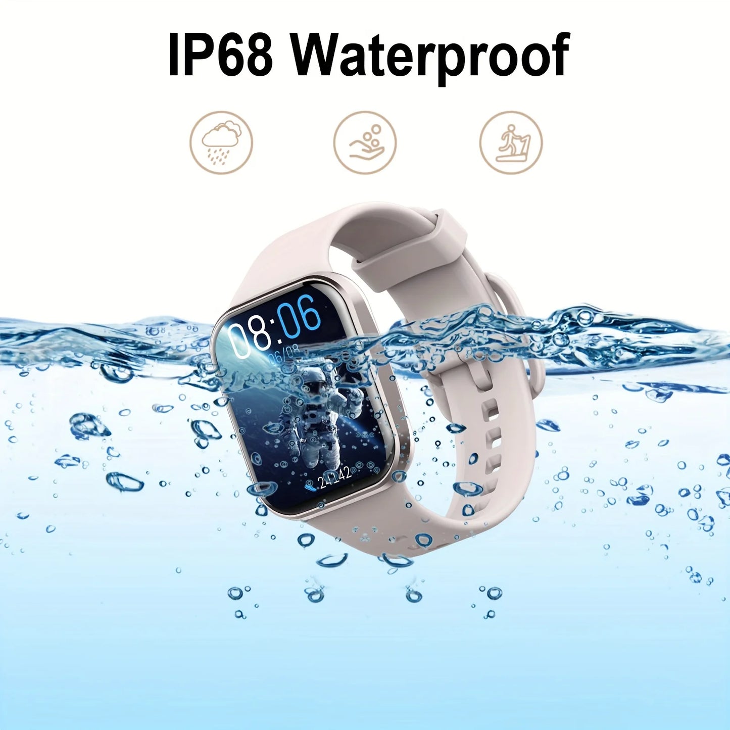Smartwatch Features a 1.69" HD Color Display, Offers 25 Sports Modes, Includes a Fitness Tracker with Sleep Monitoring, and Is