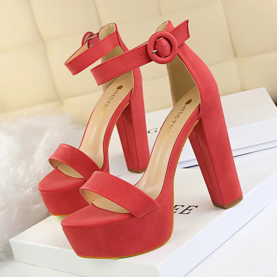 Big Tree 13.5 CM Heel Women Pumps High Heels New Ladies Shoes Fashion Women Sandals Sexy Platform Sandals square Heel Summer
