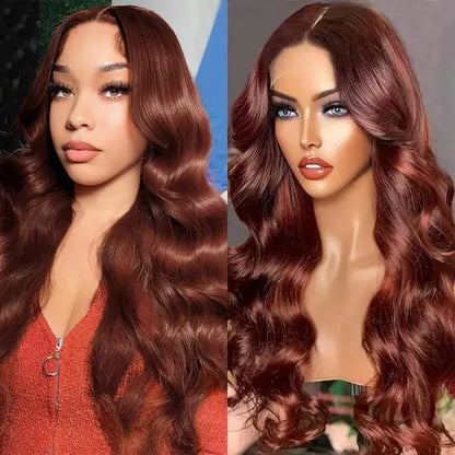 Pre Plucked Raw Brazilian ReddishBrown Body Wave 13x4 HD Glueless Lace Front Wig Human Hair Lace Frontal Wigs for Black Women