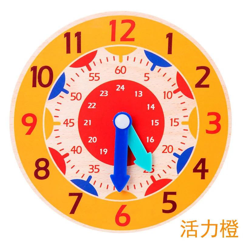 Children Montessori Wooden Clock Toys Hour Minute Second Cognition Colorful Clocks Toys for Kids Early Preschool Teaching Aids