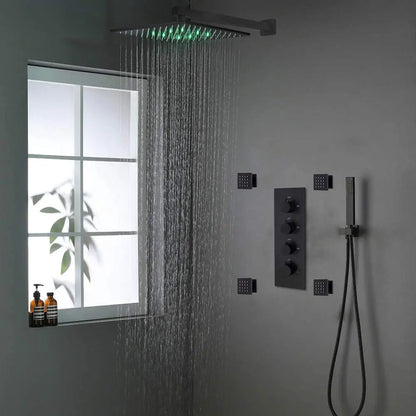 Luxury Full Body Shower System Black Shower Faucets Sets Complete