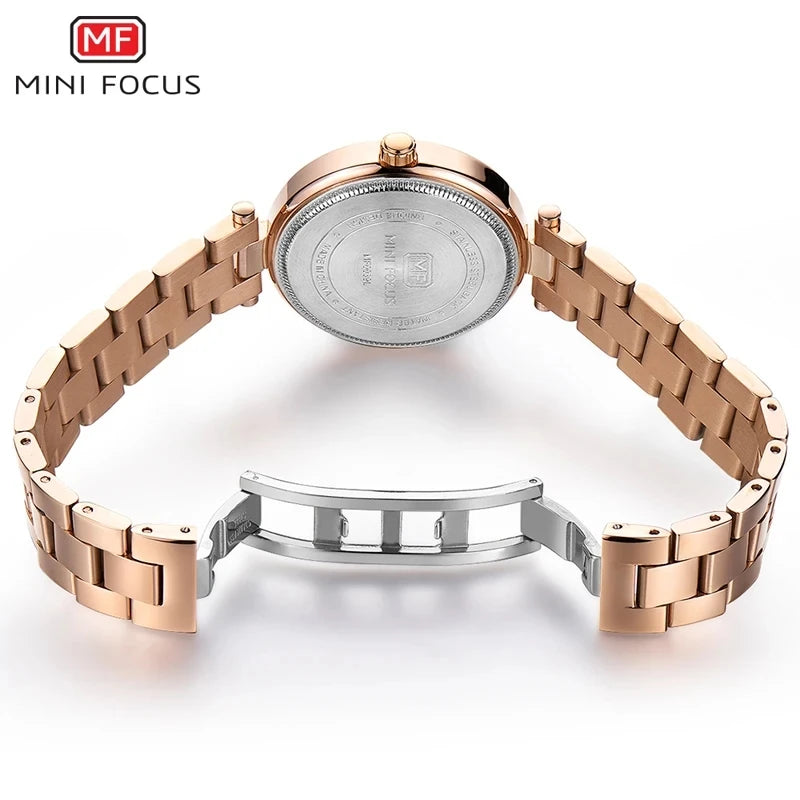 MINI FOCUS MF0039L Quartz Watch Design Luxury Waterproof Factory Alloy Case Stainless Steel / Leather Strap for Women Daily Use