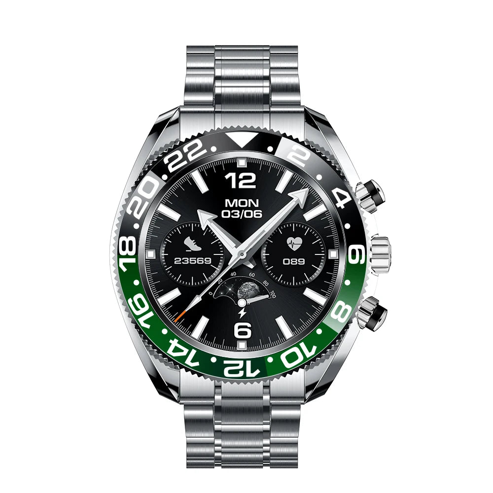 New Products Smartwatch AW35 2024 Round Screen Metal Band Ip67 Waterproof BT Call Heart Rate Sport Business for Men