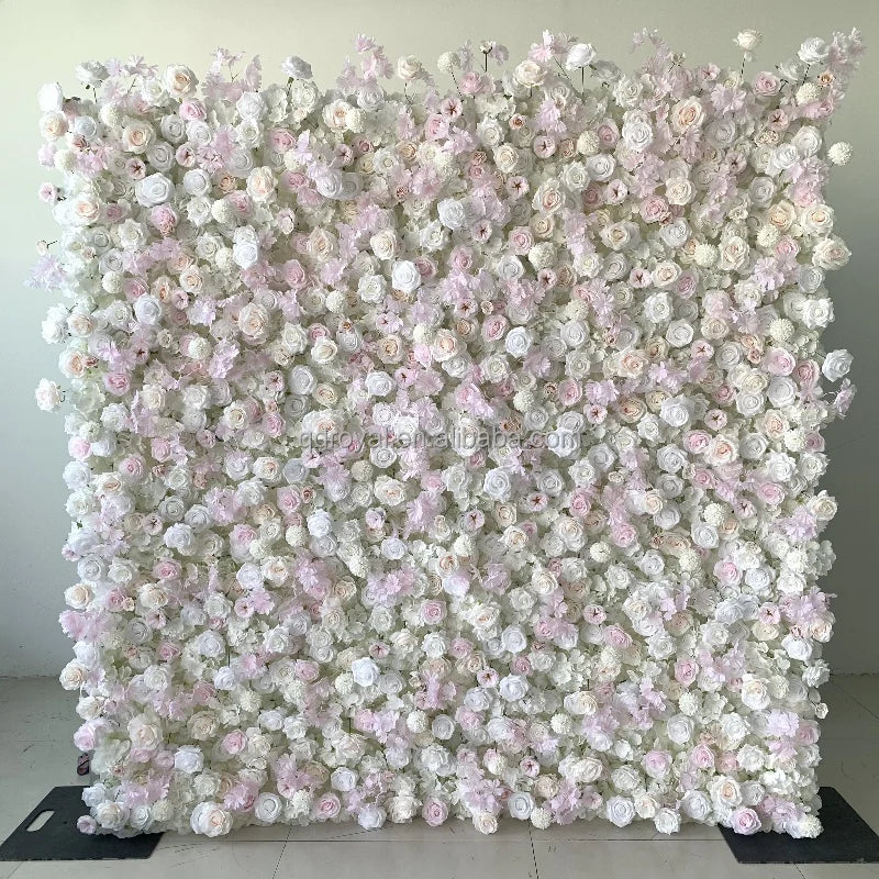 3d Roll up Wedding Event Floral Artificial Rose Flower Wall Decor for Garden Backdrop Home Party Decoration