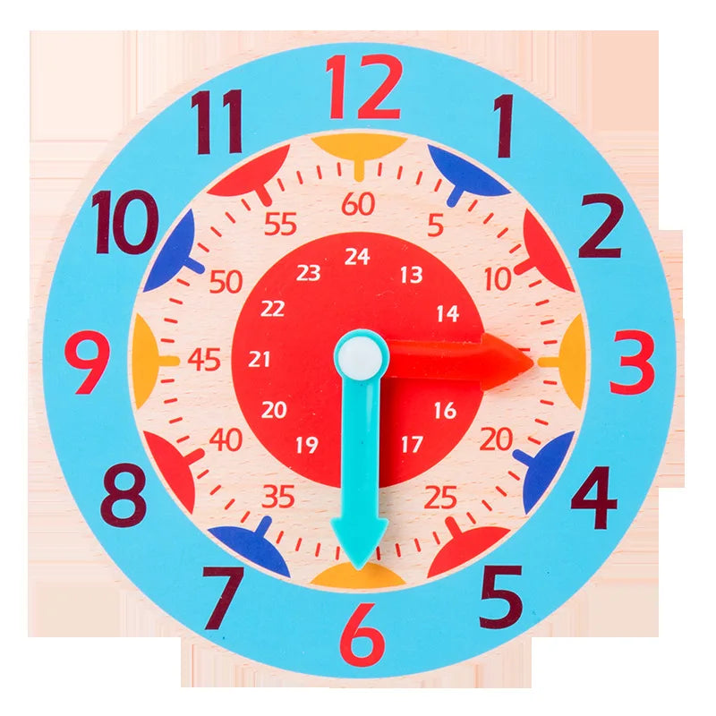 Children Montessori Wooden Clock Toys Hour Minute Second Cognition Colorful Clocks Toys for Kids Early Preschool Teaching Aids