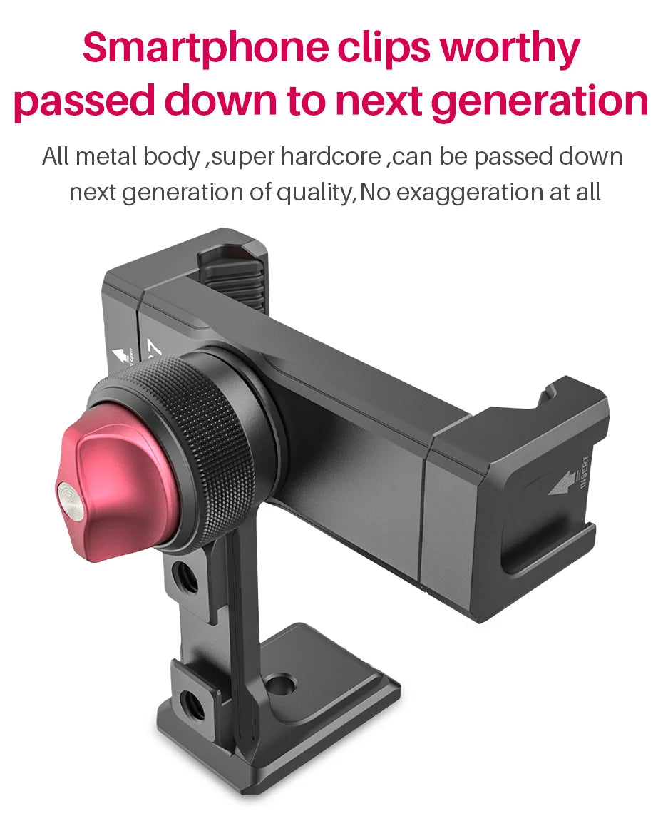 Ulanzi ST-27 Metal Phone Holder Clamp With Cold Shoe Arca 360°Rotatable tripod Mount Clip for TikTok Vlog Photography
