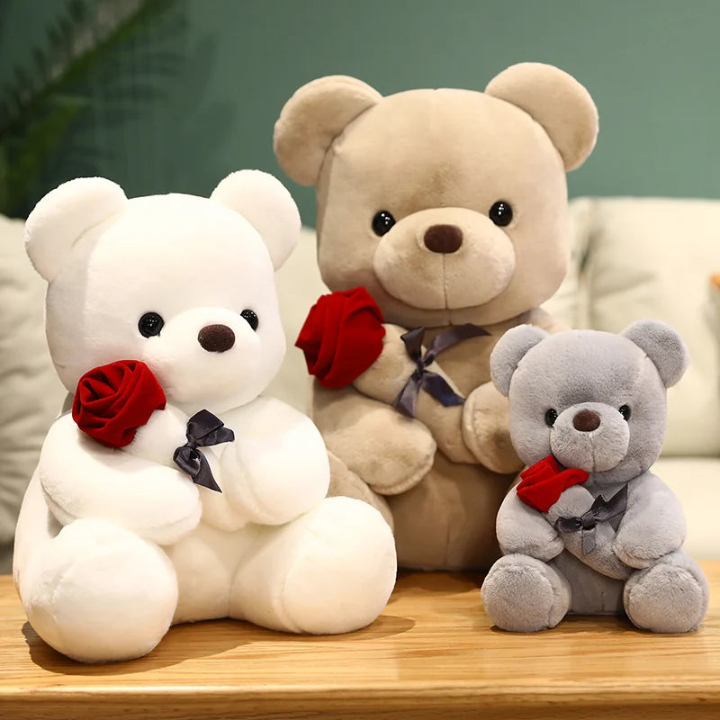 High Quantity Valentine's Day Confession Gift Cute Rose Bear Doll Super Soft Plush Toy Little Bear Stuffed Animal Girlfriend