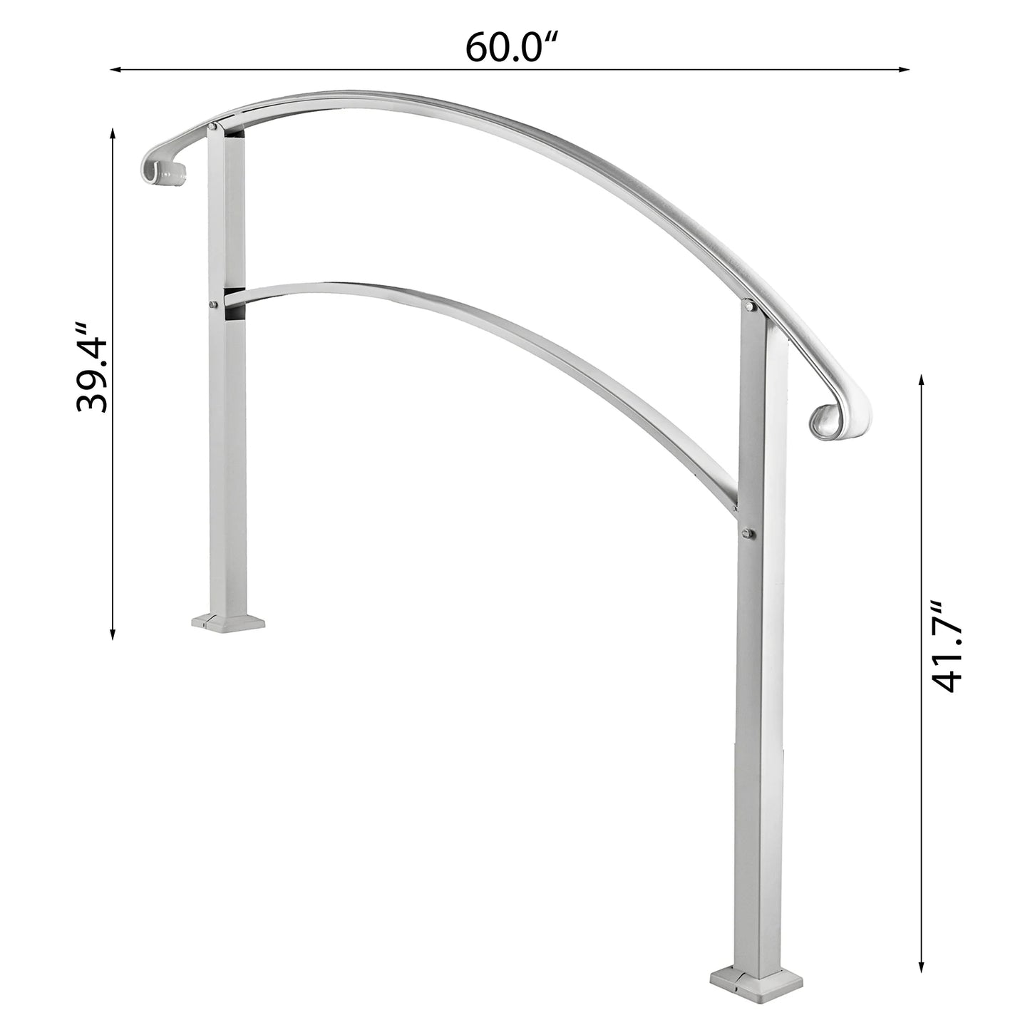 VEVOR Wrought Iron Handrail Fits 1 or 5 Steps with Installation Kit Hand Rails for Outdoor Steps Transition Handrail Stair Rail