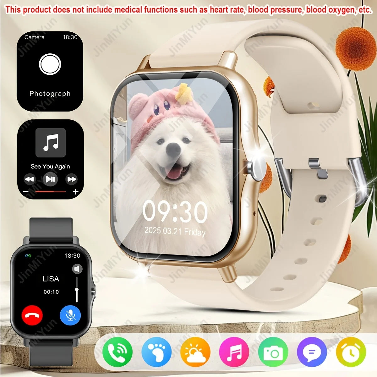 1. 83" Full Touch Screen Smartwatch with Wireless Calls/Messaging, Multiple Sports Modes, Remote Camera Control, Music Playback