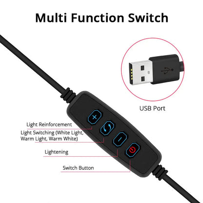 16CM Ring Light LED Lamp Lighting With Clip On Laptop Computer For Video Conference Zoom Webcam Chat Live Streaming Youtube