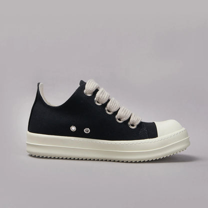 Designer Style Men's Canvas Shoes Couples Retro Low-top Board Shoes Hip Hop Sneakers Black