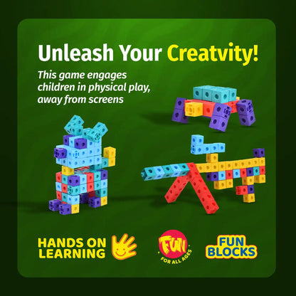 Link N Lock Fun Blocks by Toysaga 100-Piece Plastic Building Set for Kids-Unbreakable Educational STEM Math Manipulatives