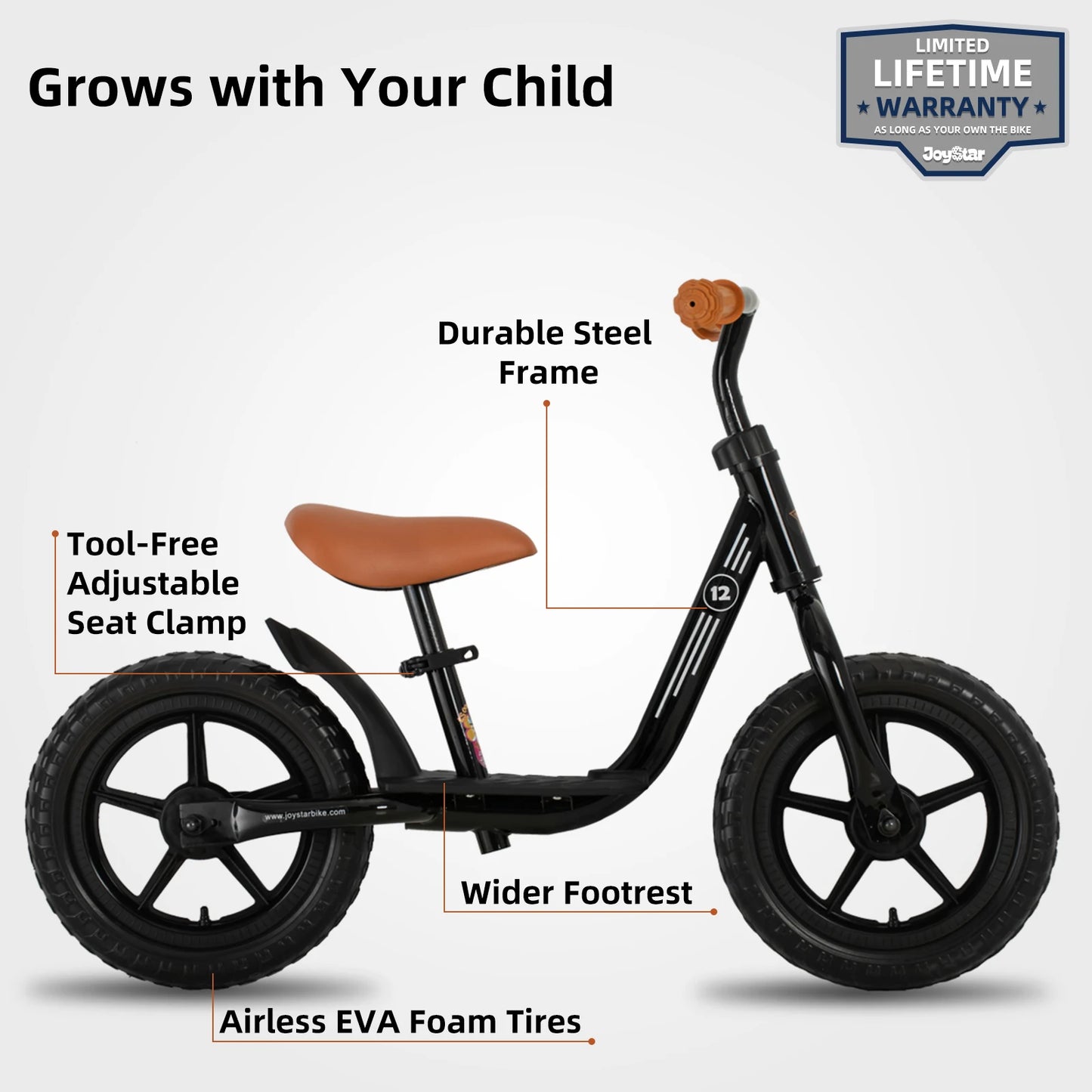 JOYKIE JOTSTAR 10-Inch EVA Foam Tires Adjustable Saddle Best-Seller Made in China H Balance Bike