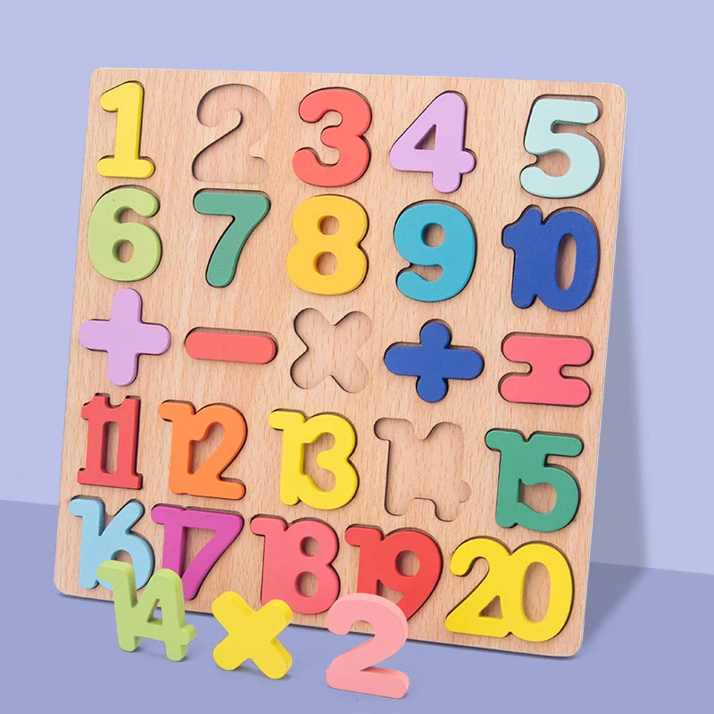 Kids Creative Alphabet Wood Puzzles ABC Letter and Number Montessori Learning Board Educational Toys for Toddlers