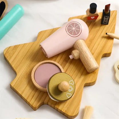 Wooden Makeup Toy Set for Kids 2 to 4 Years Play House Pretend Play Educational Boxed Gift Idea