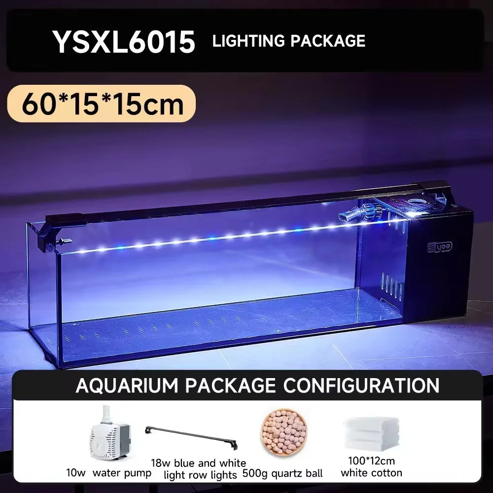 Wholesale 20 Gallon Ultra Clear Low Iron Glass Betta Aquarium Kit  Desktop Fish Tank Decoration with Water Pump and LED Light