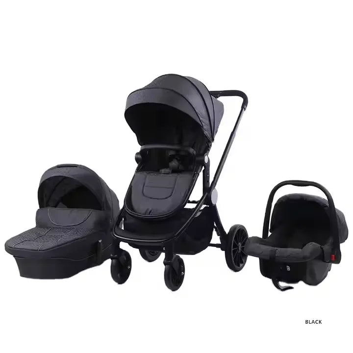 Portable 4-in-1 Baby Stroller with Adjustable Footrest and PU Wheels Sleeping Cot Carrying Basket-for Wholesaling