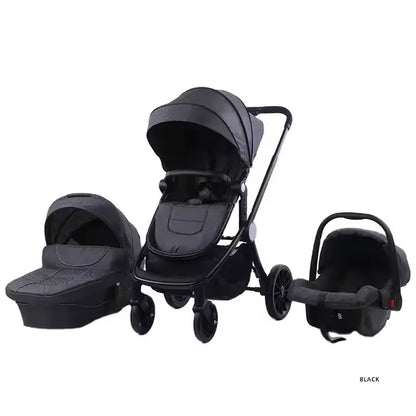 Portable 4-in-1 Baby Stroller with Adjustable Footrest and PU Wheels Sleeping Cot Carrying Basket-for Wholesaling