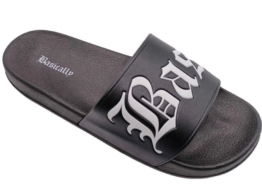 Custom Logo Anti-Slip Winter Spring Beach Slides with Open Toe Screen Printing PVC Embossed Mens' Slipper Footwear