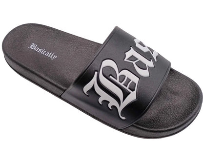 Custom Logo Anti-Slip Winter Spring Beach Slides with Open Toe Screen Printing PVC Embossed Mens' Slipper Footwear