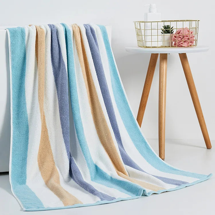 Wholesale Luxurious 32 Strands Pure Cotton Bath Towel Adult Multicolor Large Loop Soft Absorbent Water Multi Color Stripes