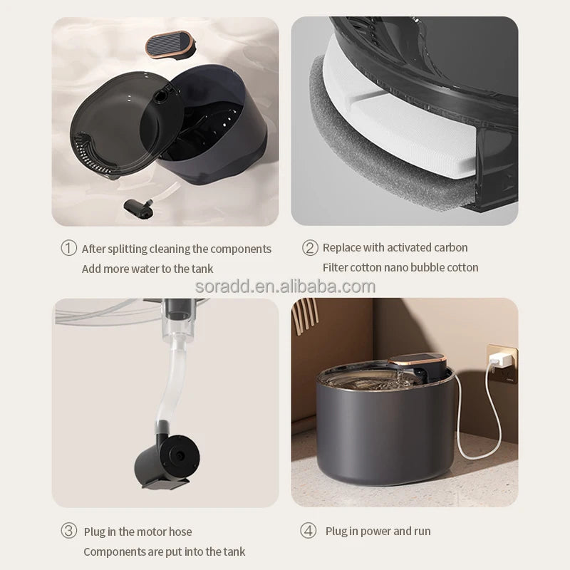 2026 Large Capacity Smart Pet Water Dispenser Accessories Automatic Circulate Filtering Cat and Dog 3L Water Fountain