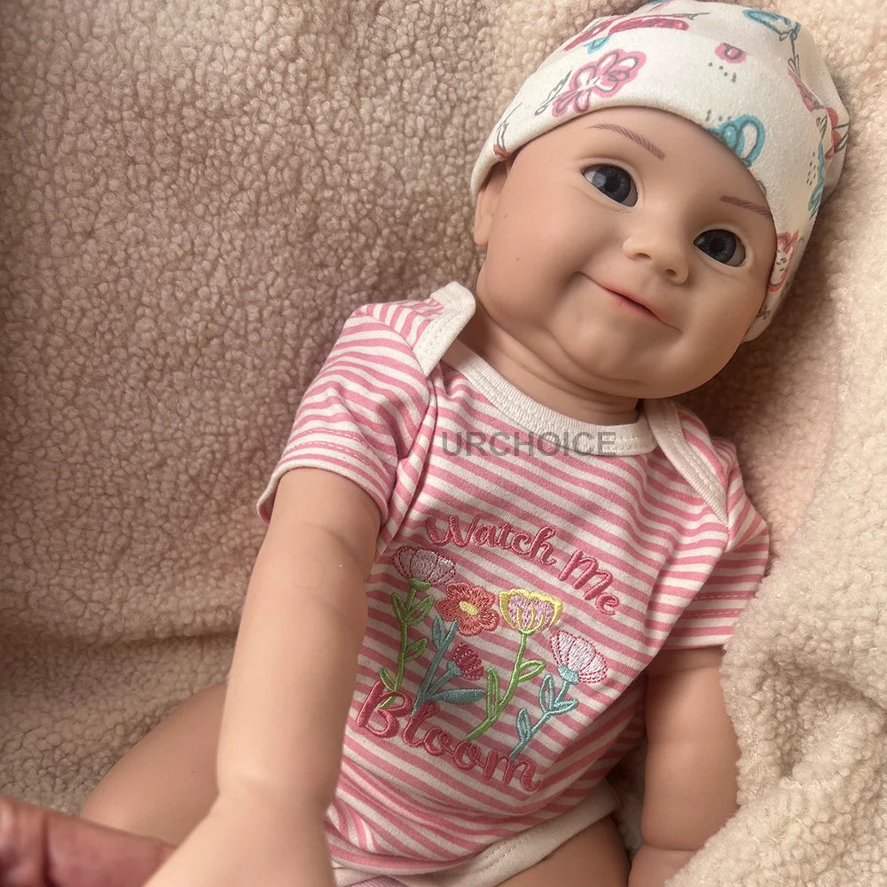 Smiling Face Soft Silicone Body Reborn Baby Girl Doll 50CM 20Inch Lifelike Toddler Doll for Gift Kids Toy
