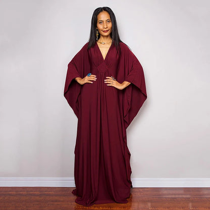 Trendy Design Knot Beach Maxi Dresses Solid V Neck Women Dress Clothing