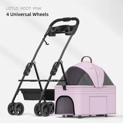 (Ready to Ship) Manufacture 4 Universal Wheels Cheap Convenient Pet Stroller for Puppy and Kitty Outdoor Walking Trolley