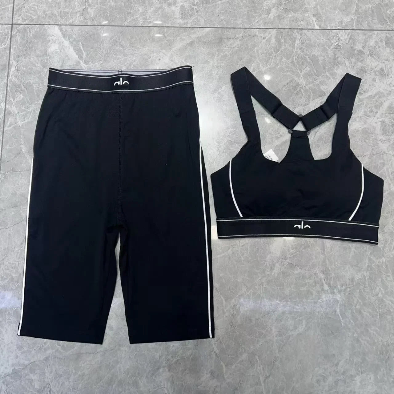 Women's High-Waisted Hip-Lifting Sports Set, Solid Pattern Sports Set,Fitted Yoga Set