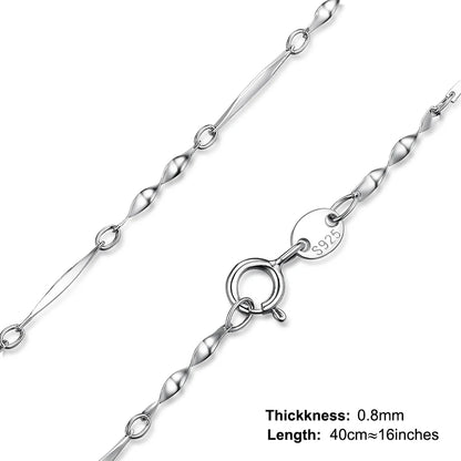 JewelryPalace Genuine 100% 925 Sterling Silver Necklace Ingot Twisted Trace Belcher Snake Bar Singapore Box Chain Necklace Women