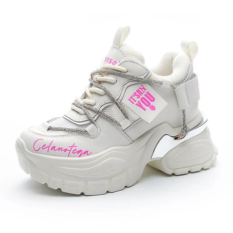 Summer Comfortable 10cm Height Increasing Wedges Shoes Ladies Women High Heel Sneakers Women Shoes